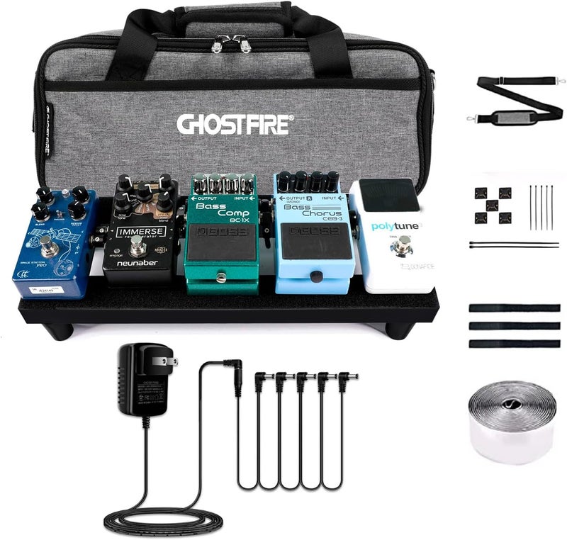 GHOSTFIRE Ghost Fire Guitar Pedal Board Aluminum Alloy 0.8lb Super light Effect Pedalboard13.7''x5.5'' with Carry Bag SPL-01 and Power Supply Adapter GA-5 - Image 1